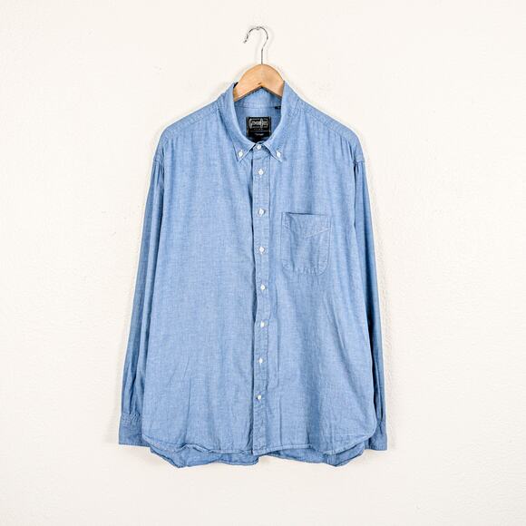 GITMAN BROS Vintage Men's 2XL Blue Chambray Button Down Shirt LS - Picture 1 of 7